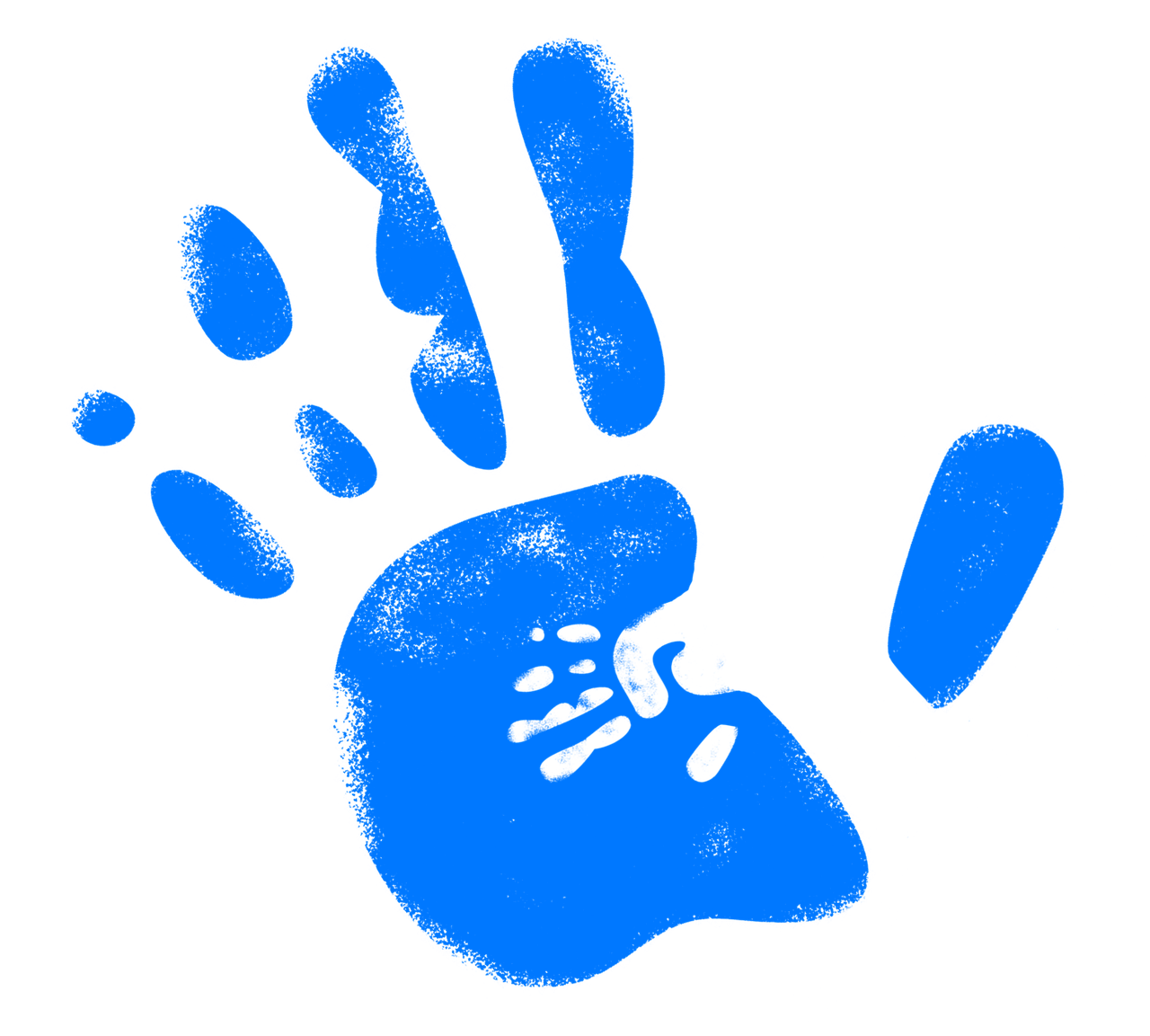 Grafik: Handabdruck auf Glasscheibe ("High Five")